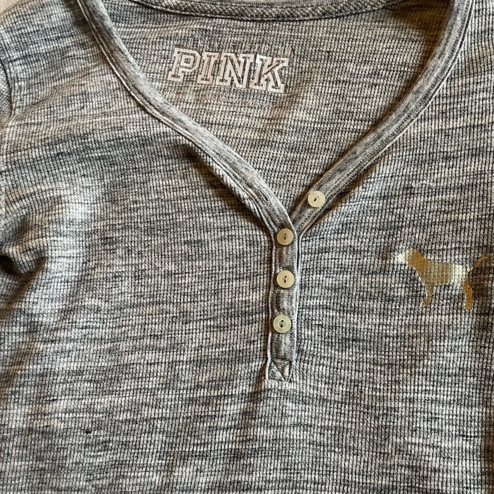PINK- gray long sleeve shirt